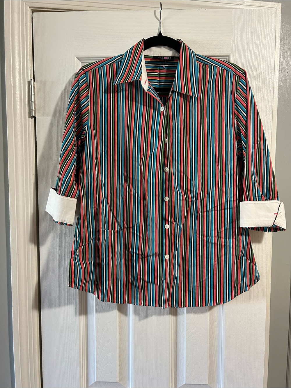 Foxcroft Multi-Stripe Button-Down Shirt
